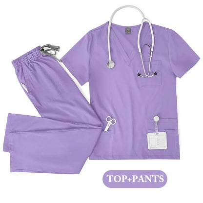 Unisex Medical Scrub Set - Nursing, Dental, Lab & Clinical Workwear Top and Pants
