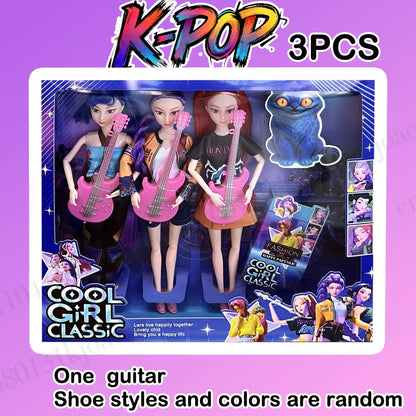 NEW KPop Demon Hunters Doll Toy — Rumi Mira Zoey Action Figure, Princess Baby Girl DIY Plastic Toy for Girls