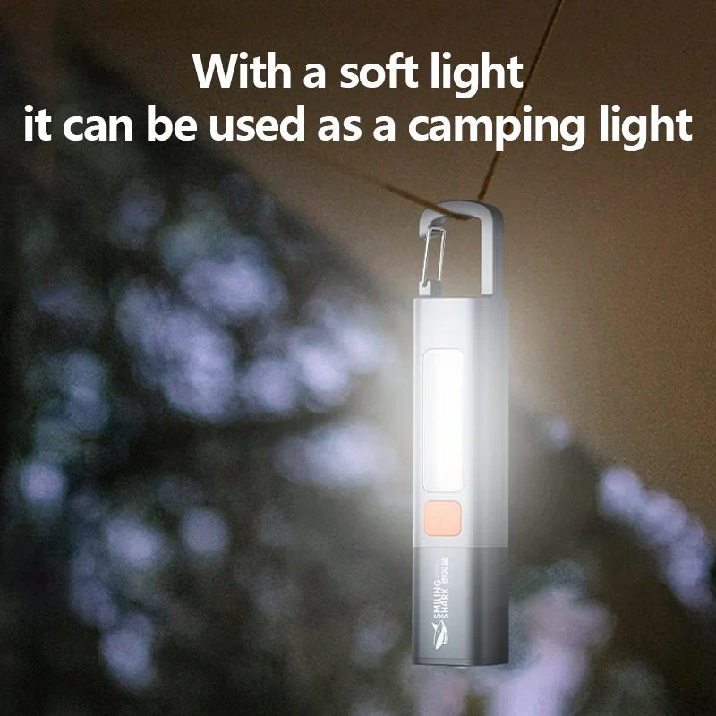 Smiling Shark SD1023 LED Torch Light: Super Bright Flashlight with USB Rechargeable, Zoomable, Waterproof Design - Perfect for Camping