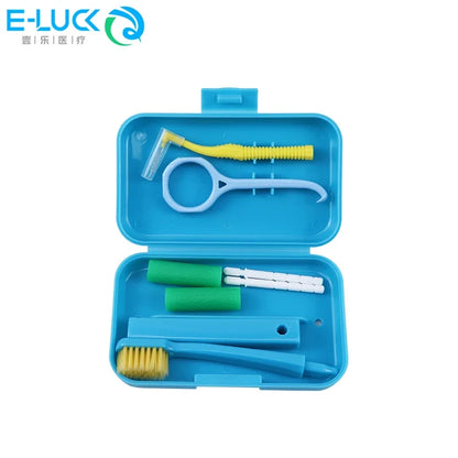 Portable Dental Cleaning Kit - Travel Oral Care Set with Toothbrush, Interdental Brush & Tongue Scraper