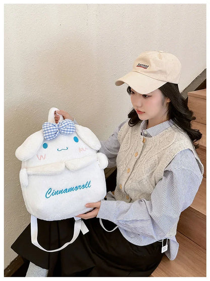 Kuromi & Cinnamoroll Plush Backpack — Cute Cartoon Soft Daypack for School, Travel & Daily Use
