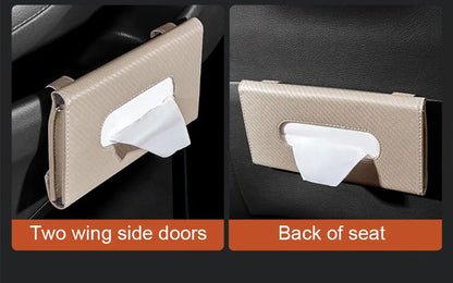 SEAMETAL Car Sunshade Tissue Box – Universal Auto Interior Paper Towel Storage Bag with Carbon Fiber Sun Visor Design