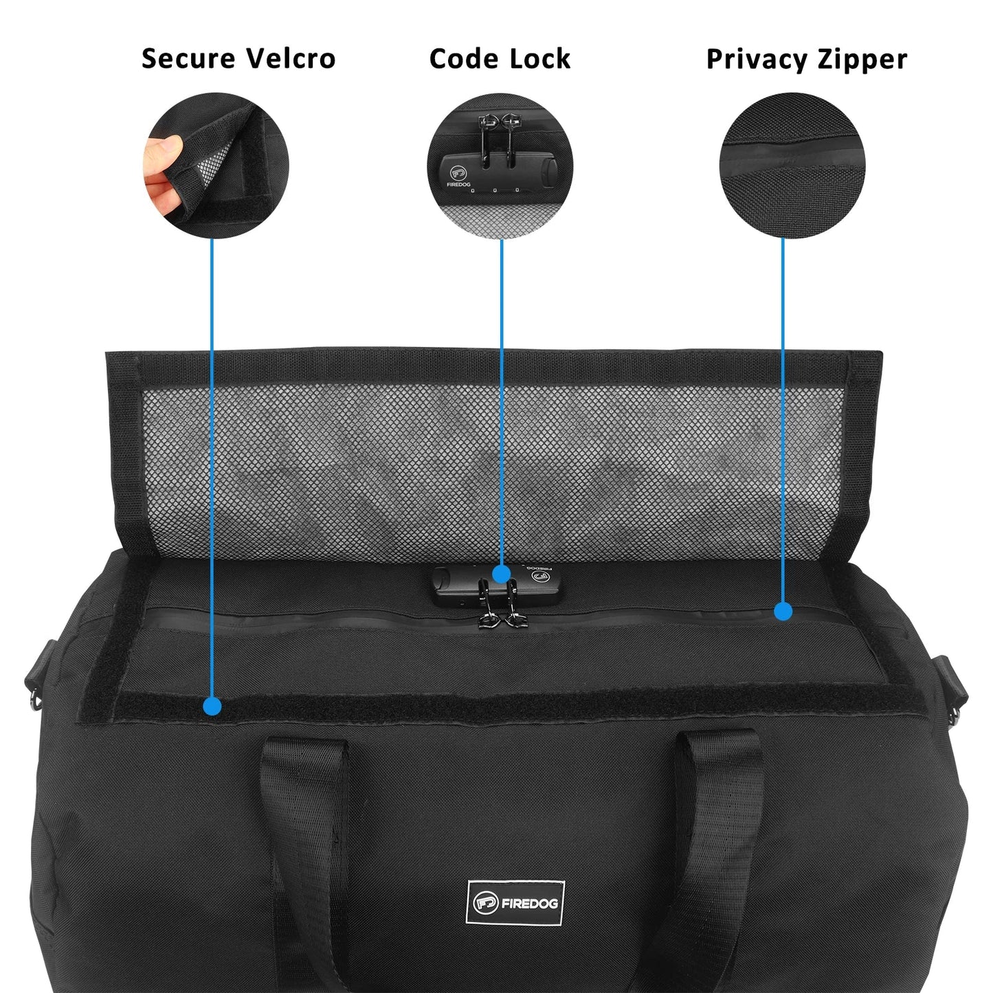 FIREDOG Smell-Proof Travel Duffle Bag – Large Capacity Organizer with Lock