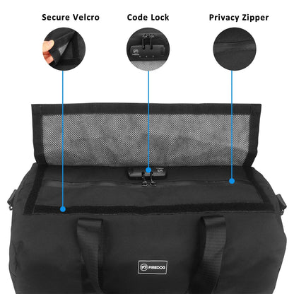 FIREDOG Smell-Proof Travel Duffle Bag – Large Capacity Organizer with Lock