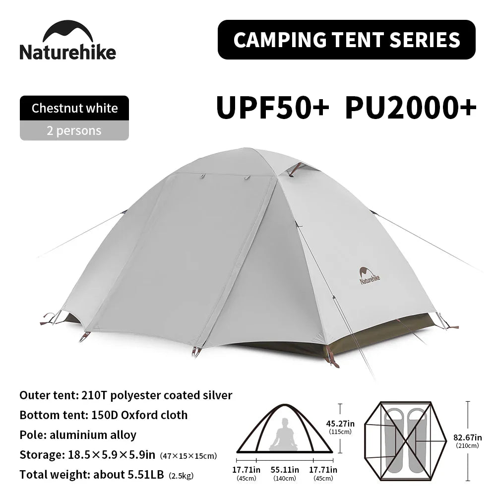 Naturehike 2-3 Person Camping Tent – Waterproof, UPF50+ Ultralight Outdoor Shelter for Hiking, Trekking & Sun Protection