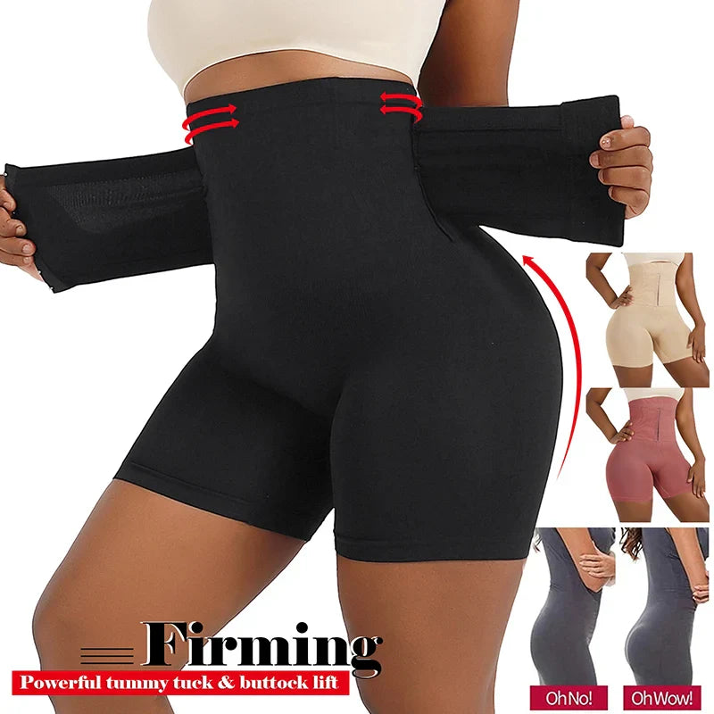 Women’s High Waist Firm Tummy Control Shapewear – Hook Body Shaper Shorts with Butt Lifter Slimming Fajas