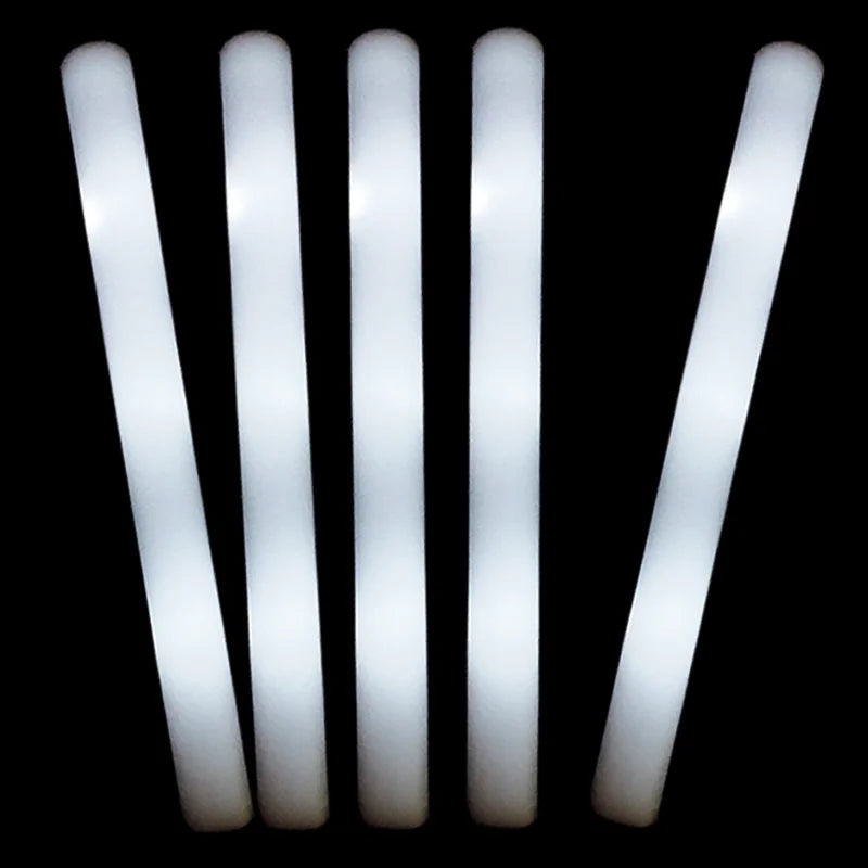 30 Pcs LED Foam Glow Sticks – White Light Flashing Cheer Batons for Wedding & Party Supplies, Glow in the Dark