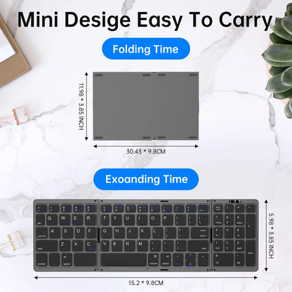 Mini Portable Folding Keyboard | Thin Wireless BT Number Keypad | Compatible with Mac Windows Laptop Tablet | Light-Handy Bluetooth-compatible