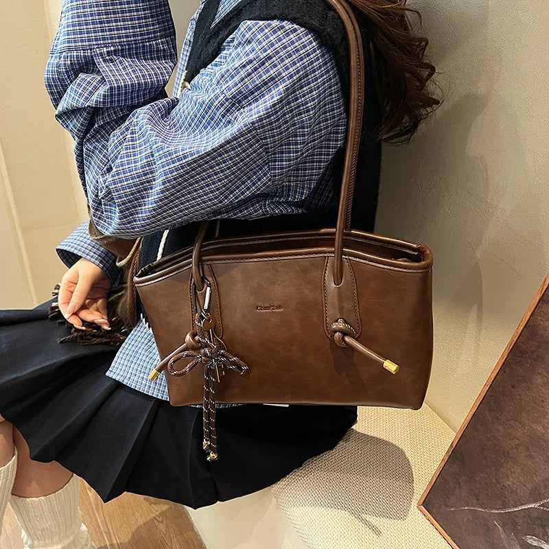 Women’s PU Leather Shoulder Bag – 2025 Winter Y2K Retro Crossbody Tote Handbag & Purse Trendy Casual Everyday Bag
