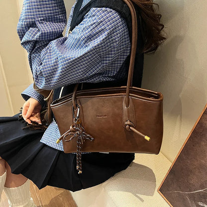 Women’s PU Leather Shoulder Bag – 2025 Winter Y2K Retro Crossbody Tote Handbag & Purse Trendy Casual Everyday Bag