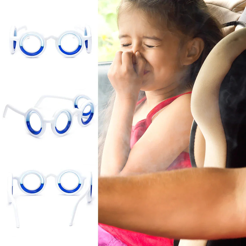 Car Anti-Vertigo Glasses – Motion Sickness Glasses without Lens, Detachable Lightweight Travel Accessories for Adults & Children
