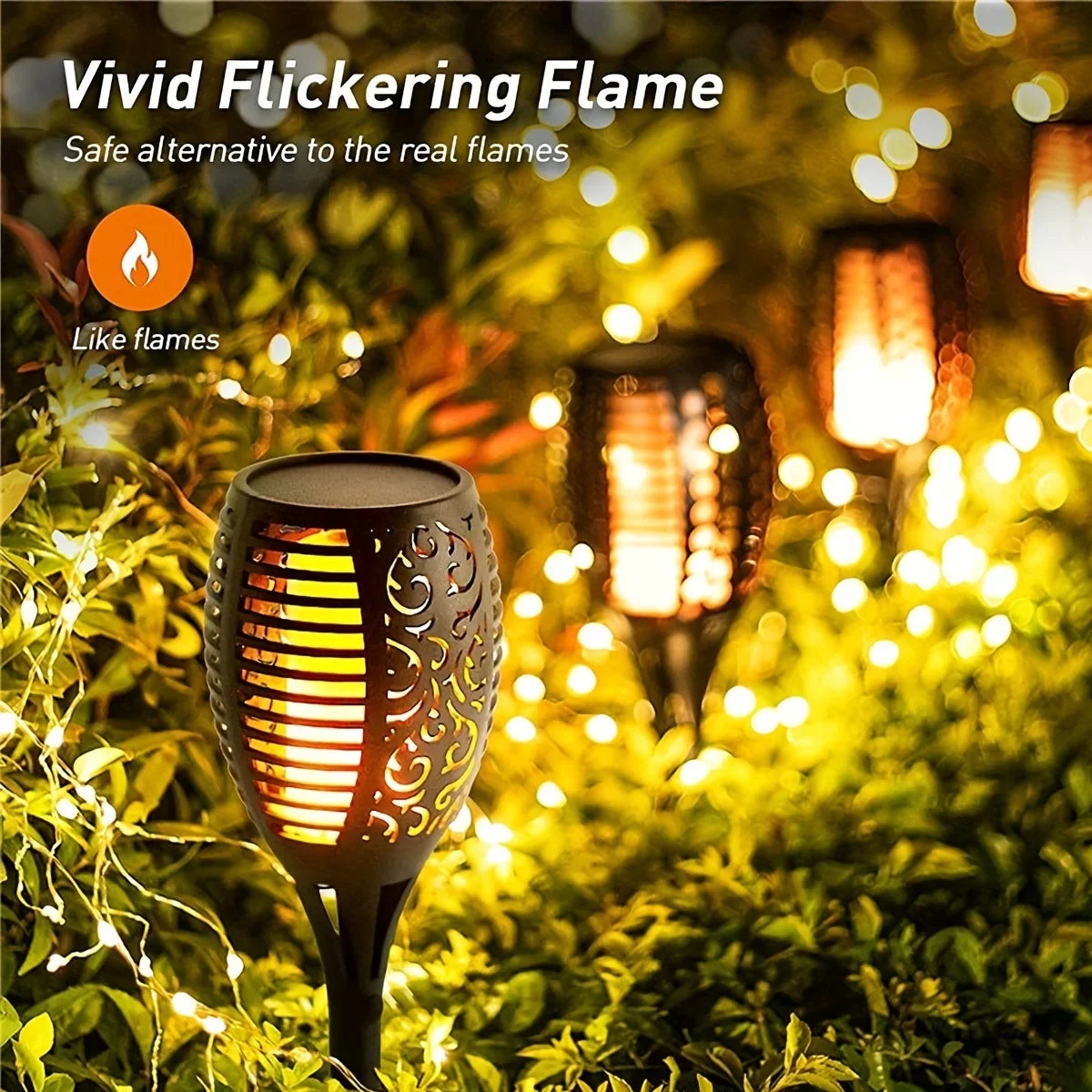 12LED Solar Flame Torch Light: Waterproof Outdoor Garden Decoration - Flickering Light for Lawn, Path, Yard, Patio Floor Lamp
