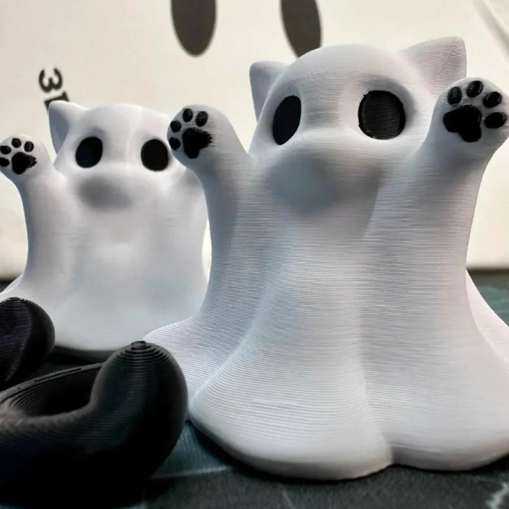 Mini Cat Ghost Ornament — Cute Halloween Desktop Decor & Spooky Collectible Figurine for Home, Office, or Gift