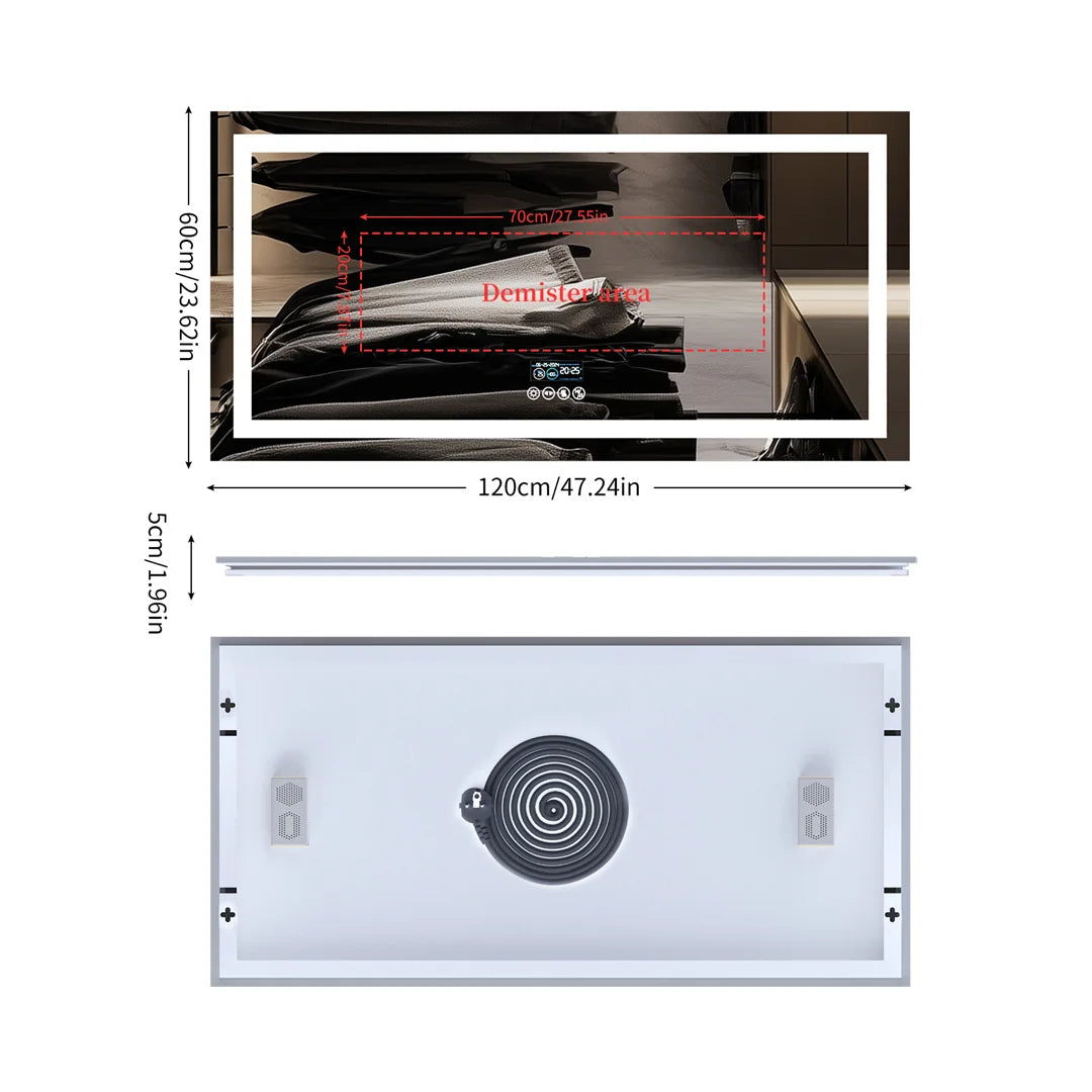 LUVODI Bluetooth LED Bathroom Mirror – Large Anti-Fog Lighted Vanity Mirror with 3-Color Modes