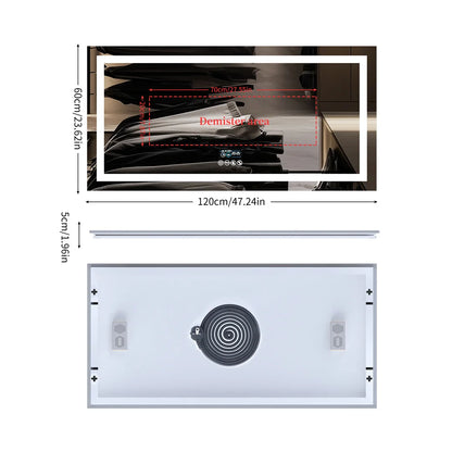 LUVODI Bluetooth LED Bathroom Mirror – Large Anti-Fog Lighted Vanity Mirror with 3-Color Modes