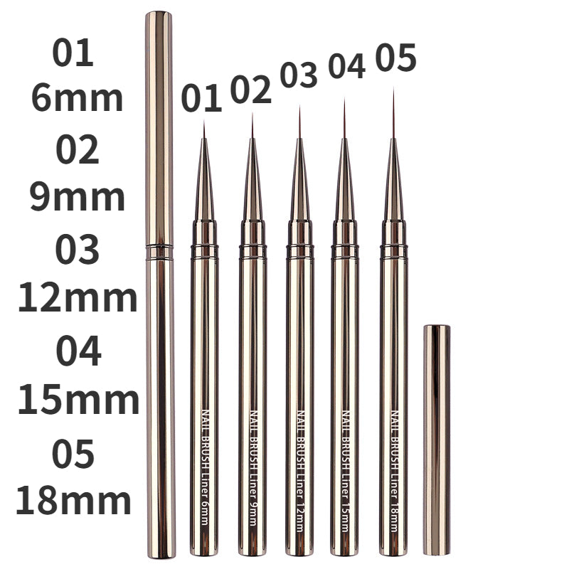 Nail Art Liner Brushes for Striping & Drawing – 6 to 25mm Design Pens, Professional Manicure Tools