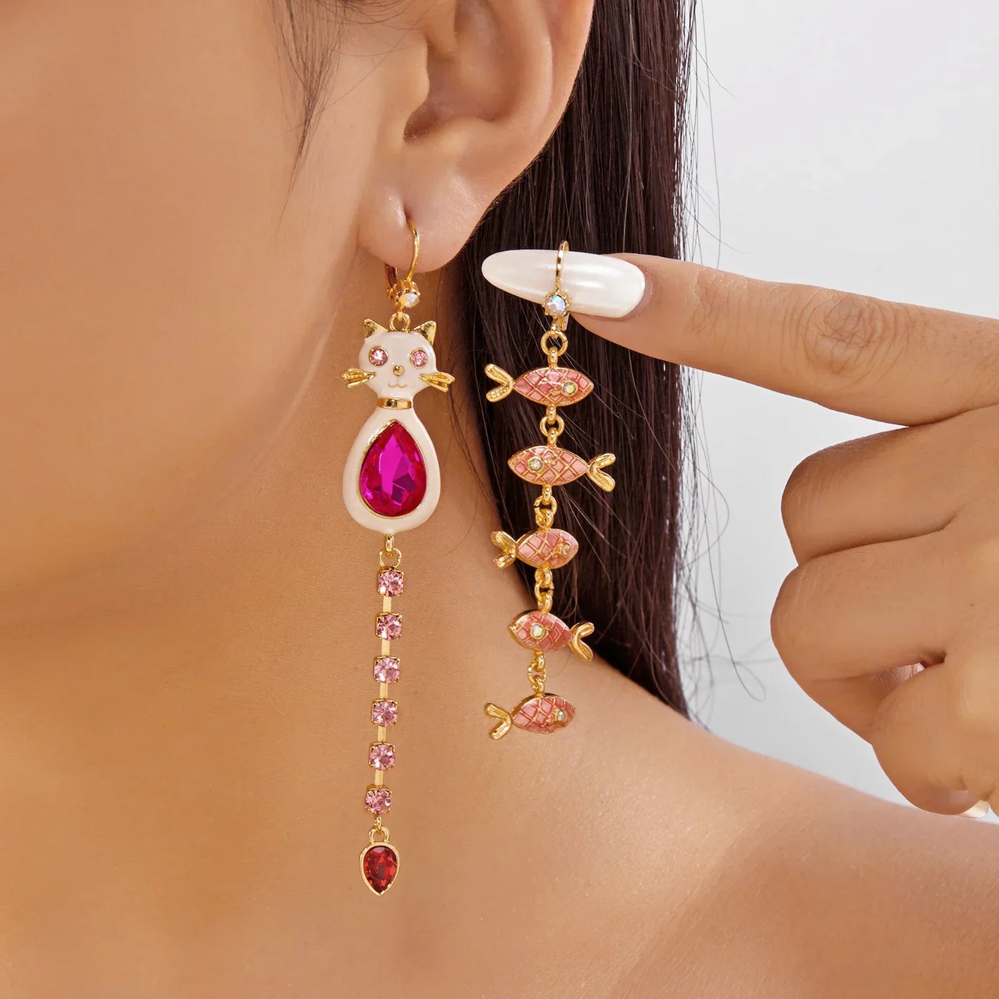 Pearl Moon Asymmetric Earrings - Butterfly Flower Zircon Drop Jewelry for Women Weddings