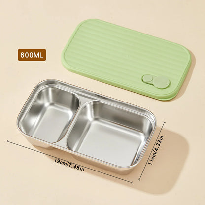 WORTHBUY 304 Stainless Steel Lunch Box with Lid — Portable Leak-Proof Stackable Bento Box for Fruit, Salad, and Food Storage, Ideal for Students