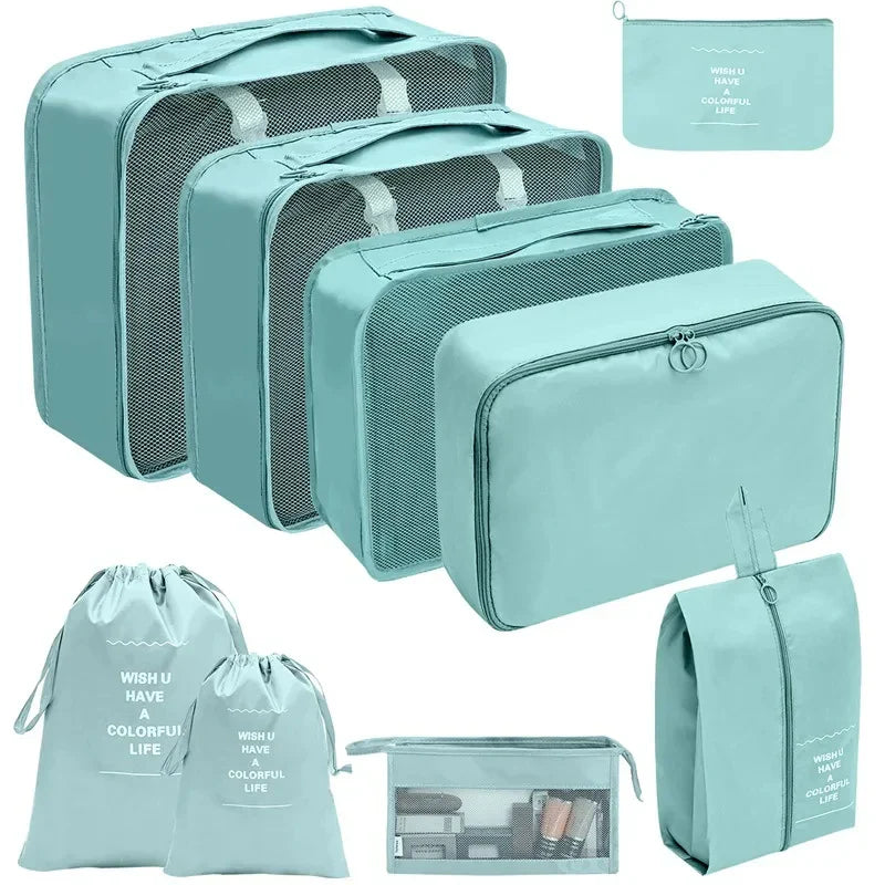 7–10 Pc Travel Organizer Storage Bags Set – Portable Packing Cubes for Suitcase, Clothes, Shoes & Luggage Tidy Pouch
