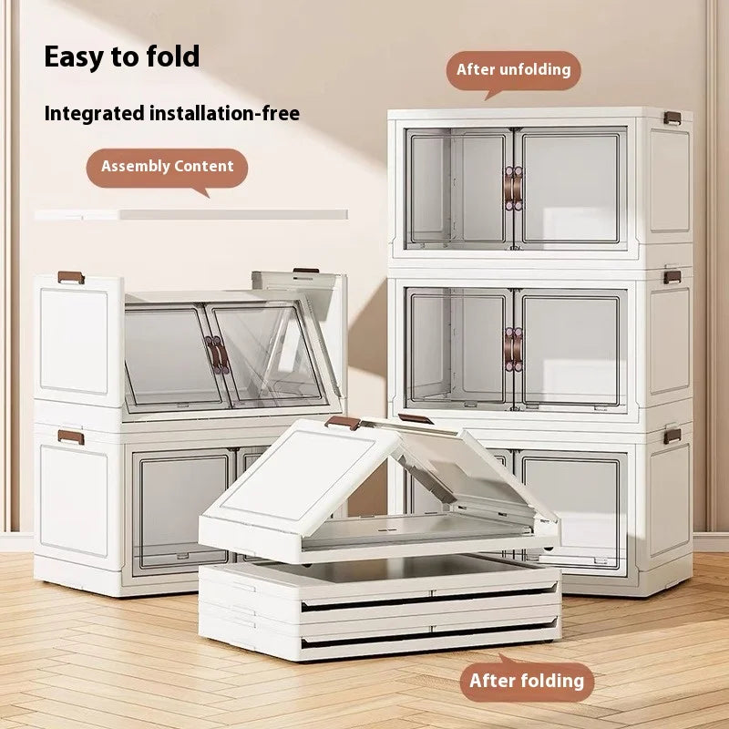3/4/5 Layers Folding Cabinet Closet Organizer – Stackable Storage Box with Wheels, Large Capacity for Living Room Sundries