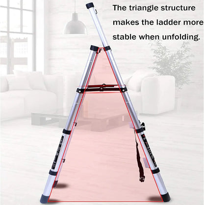 5+6 Step Telescopic Ladder – Multi-Purpose Folding Aluminium Ladder, Extendable & Portable Stair Ladder for Home & Work Use