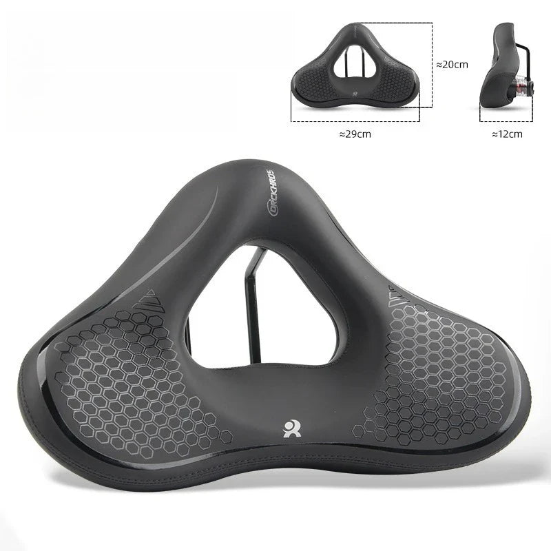 Bicycle Saddle Cushion - Wide Thick Shock-Absorbing Comfortable Seat for MTB, Touring & E-Bikes