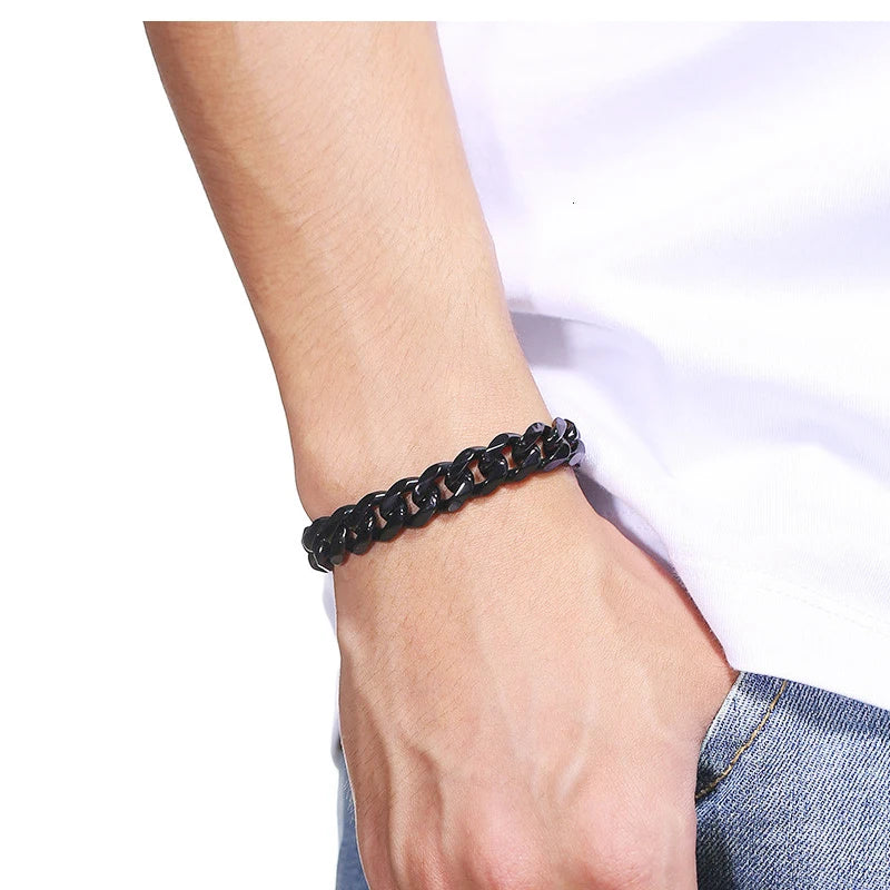Fashion Stainless Steel Curb Cuban Chain Bracelet | Unisex Couples Jewelry | Wrist Hand Accessory for Men & Women | Party Gift