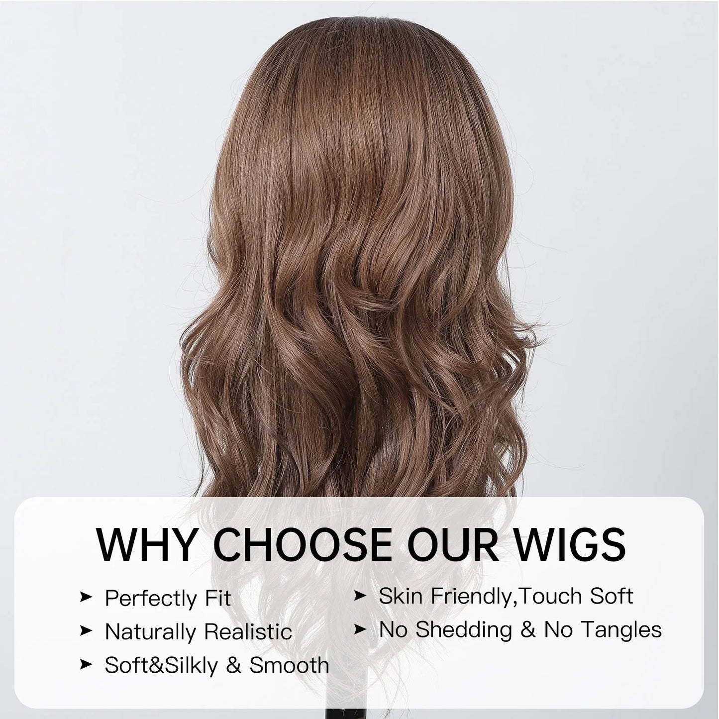 Long Wavy Brown Synthetic Wig for Women – Middle Part, Natural Look, Heat-Resistant Fiber for Daily Wear & Cosplay