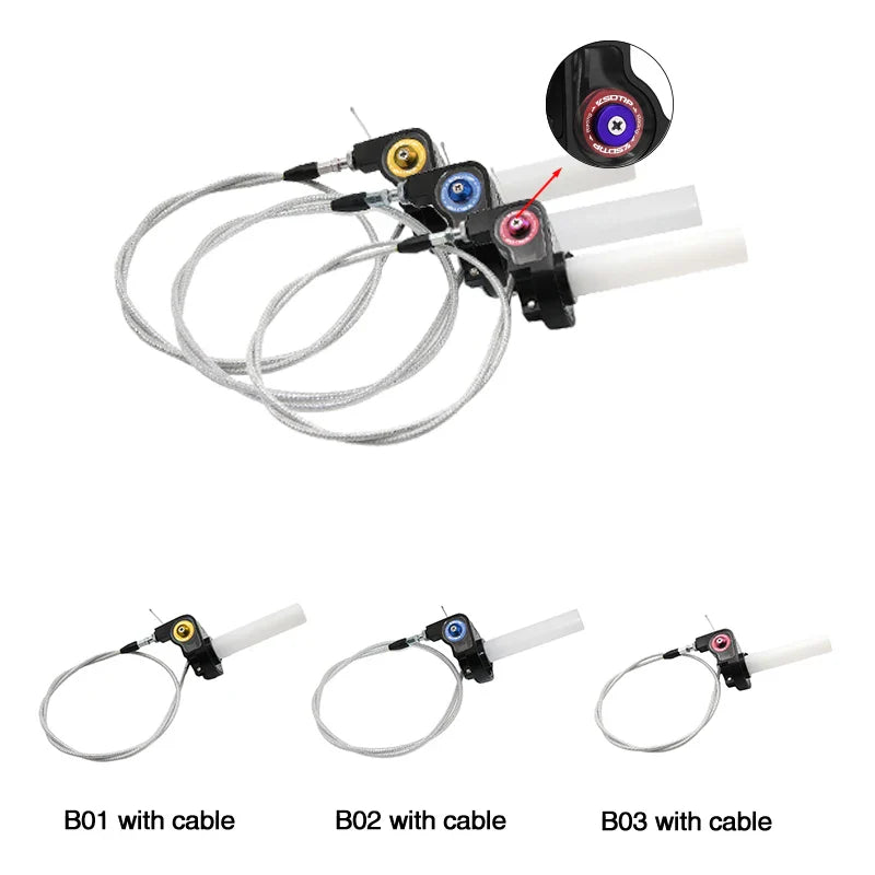 ZSDTRP 22mm Motorcycle Grip Set – Twist Throttle Clamp with Cable for Pit Bikes, Dirt Bikes, Motocross, ATV 110-250cc