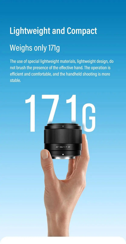 Viltrox 56mm F1.7 Auto Focus APS-C Lens – For Fuji X, Nikon Z, Sony E Mount Mirrorless Cameras