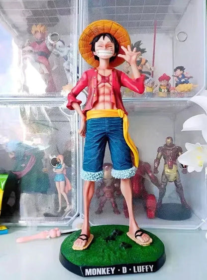 One Piece 42.5cm Straw Hat Monkey D. Luffy Figure – 1/4 Scale Large Smiley Anime Statue, Decorative Doll Toy Gift