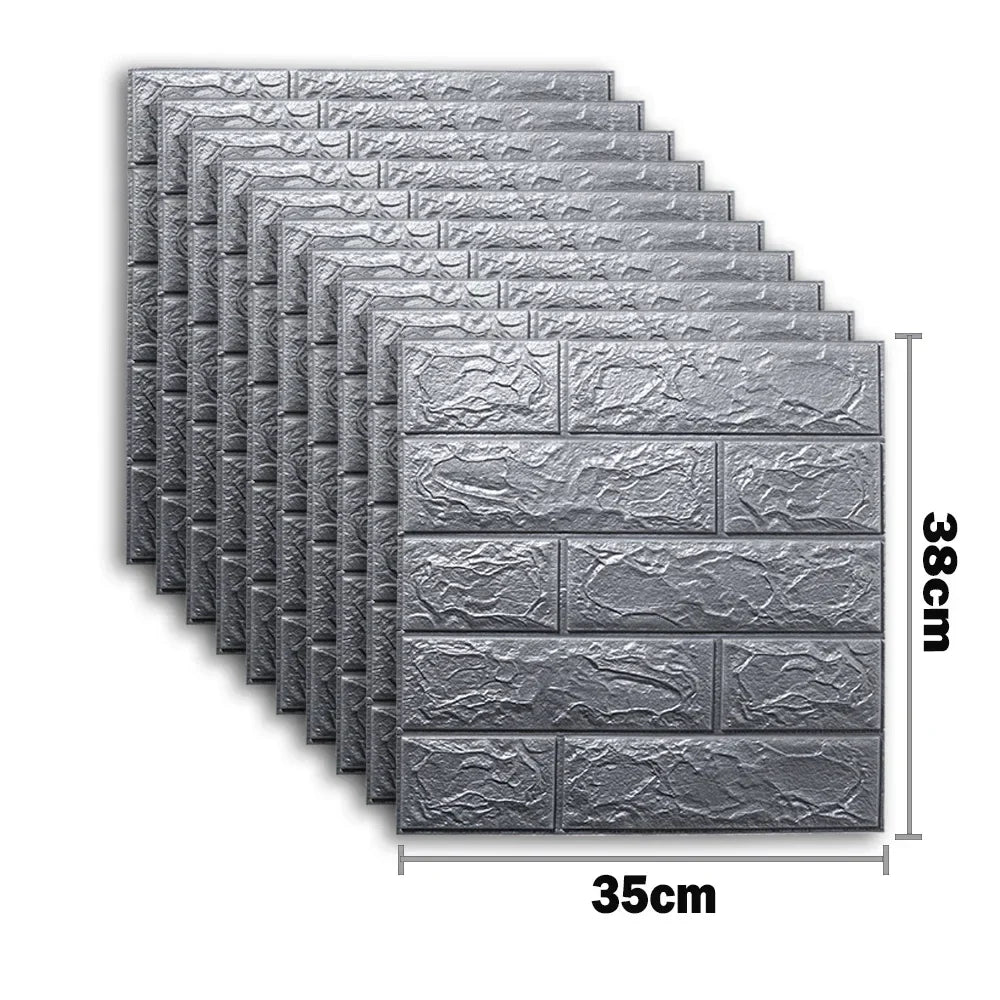 10pcs 3D Foam Wall Stickers – Self-Adhesive Waterproof Peel-and-Stick Brick Wallpaper for Interior Decoration