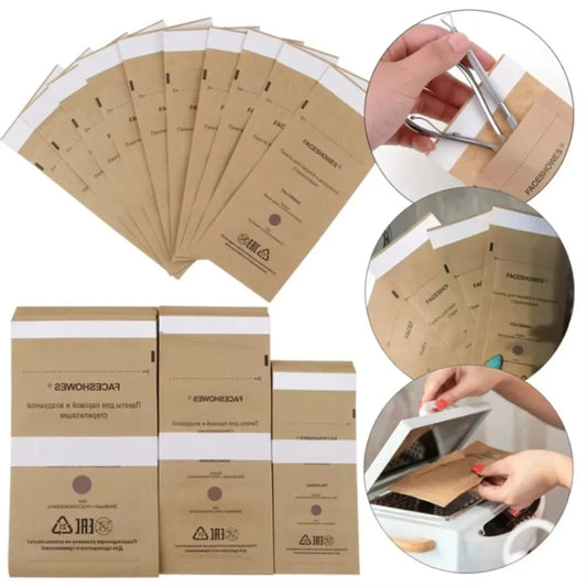 100pcs Nail Sterilizer Kraft Bags – Disposable Manicure & Nail Art Disinfection Tools