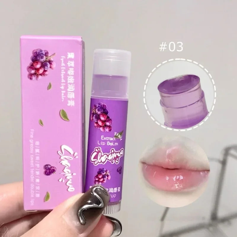 Jelly Fruit Lip Balm – Plant Extract Moisturizing Nourishing Lip Gloss, Long-Lasting Hydrating Juicy Peach Lip Care