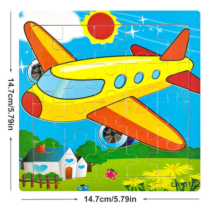 14.7cm Wooden Jigsaw Puzzle – Transportation & Marine Animal Educational Toy for Kids