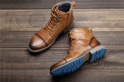 2023 Retro Men’s Leather Boots – Comfortable Spring Fashion Boots, Size 7-13