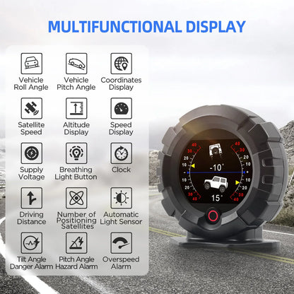 X95 Car GPS Digital Head-Up Display – Inclinometer Speedometer with Slope, Pitch, Altitude & Latitude Meter