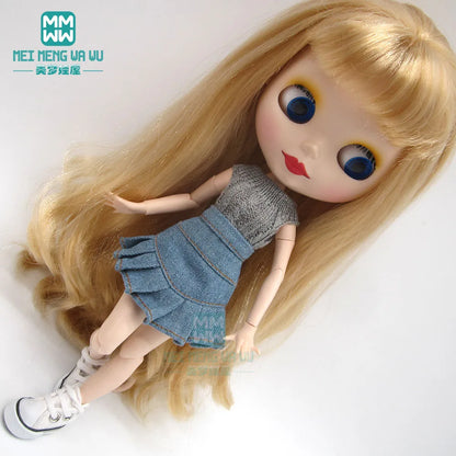 Blythe Doll Accessories Set – Fashion Sweatshirt, Shoe Covers & Sneakers for Blythe & Azone Dolls, Christmas Gift