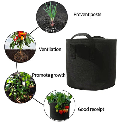 Vegetable/Flower Grow Bags – 1-5 Pcs, 1-12 Gallons Non-Woven Aeration Fabric Pots with Handles