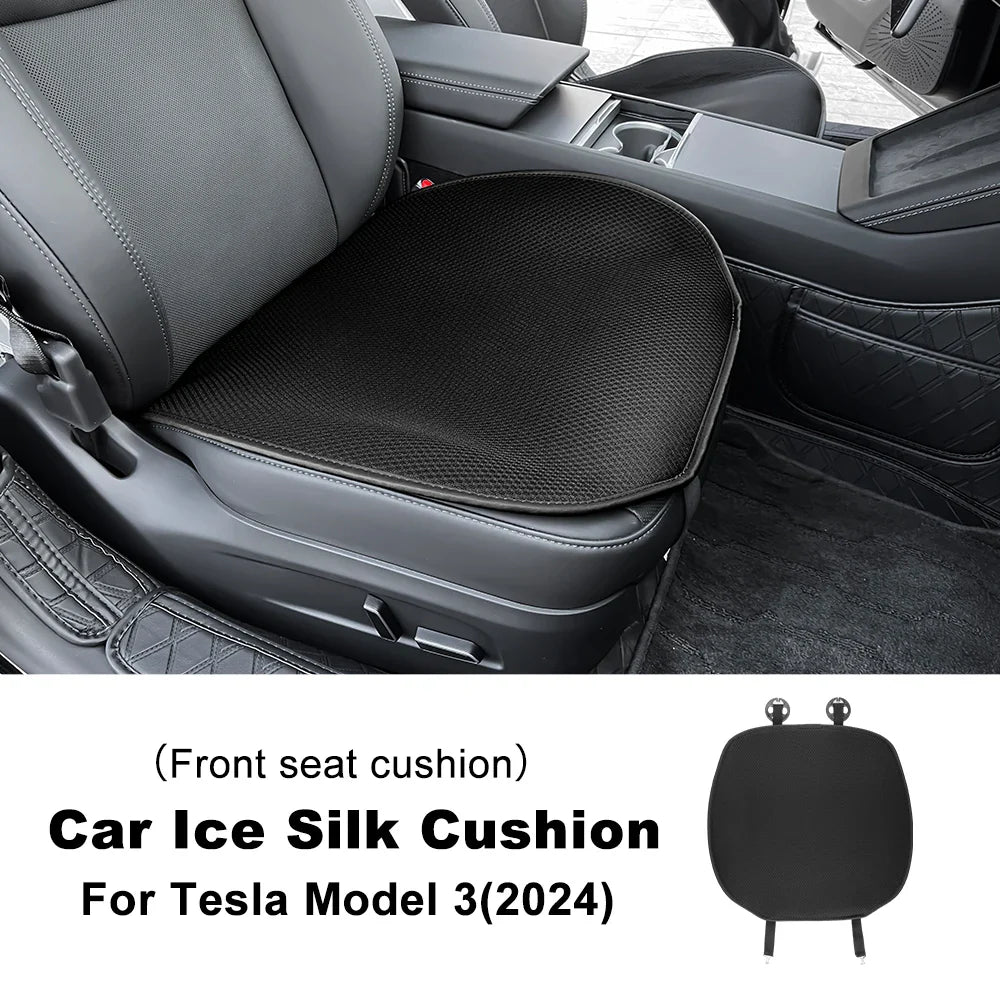 Tesla Model 3 Highland 2024 Ice Silk Car Seat Cushion – Breathable All-Season Seat Cover & Back Seat Protector Interior Accessory