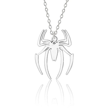 Kpop Fashion Spider Pendant Necklace – Silver Cross Chain for Men, Gothic Streetwear Couple Gift