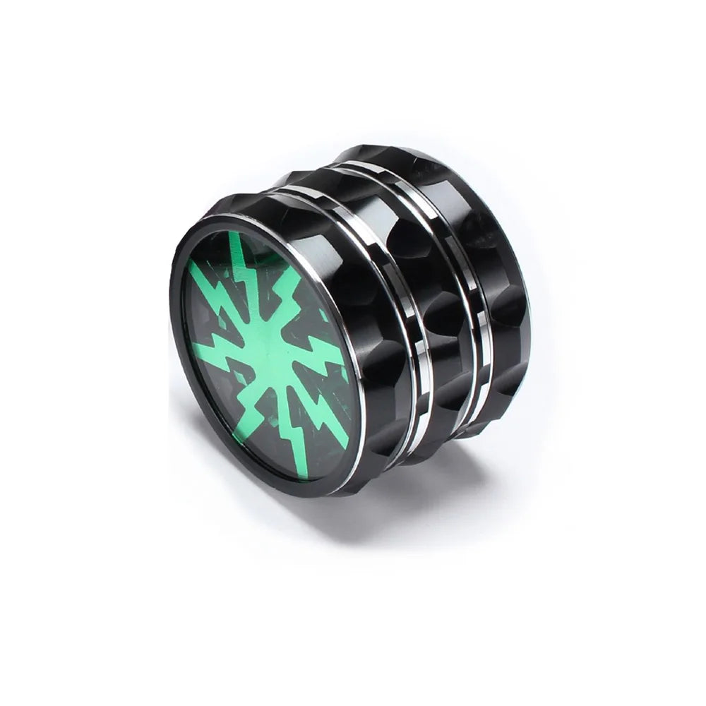 63mm 4-Layer Herb Grinder — Aluminum Alloy Spice Cutter with Lightning-Shaped Transparent Design