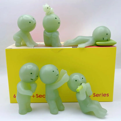 Sonny Angel Smiski Work Series – Mystery Noctilucent Green Doll, Cartoon Action Figures, Desktop Blind Box Model, Gift Toy