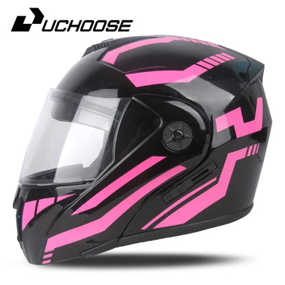 2024 Unisex Modular Motorcycle Helmet – Full Face Flip-Up Dual Lens Racing Helmet for Men & Women