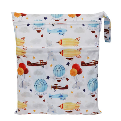 Sigzagor Wet & Dry Baby Diaper Bag – Waterproof Reusable Washable Nappy Bag with Double Zippers