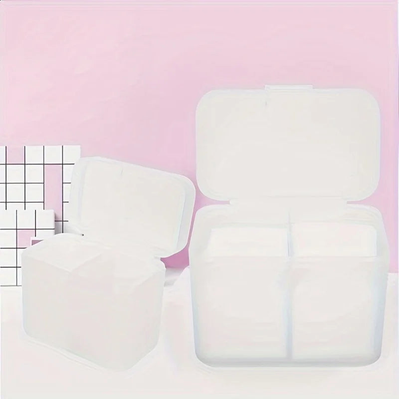 2-Grid Nail Storage Box — Cosmetic Organizer for Nail Polish Remover Pads & Cotton Film
