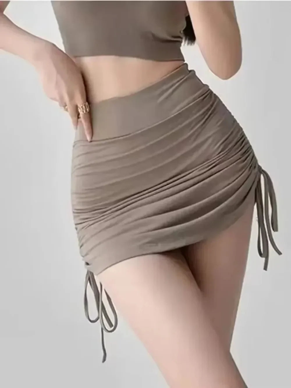 Women’s Sexy Mesh Shirring Micro Mini Skirt – Sheer See-Through Bandage Short Skirt, Butt-Lifting Club Fashion Outfit