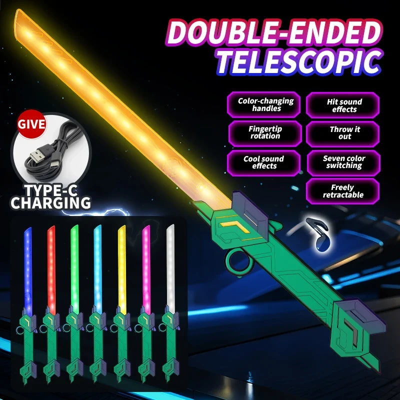 7-Color Retractable Lightsaber Toy - LED Role Play Sword with Sound Effects & Light Show for Halloween, Birthday & Christmas Gifts