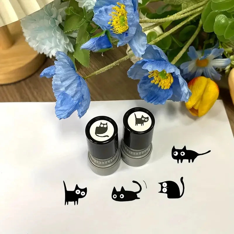 4 Styles Cute Cartoon Stamps | Lovely Black Cat DIY Scrapbooking, Diary & Collage Stationery Decoration