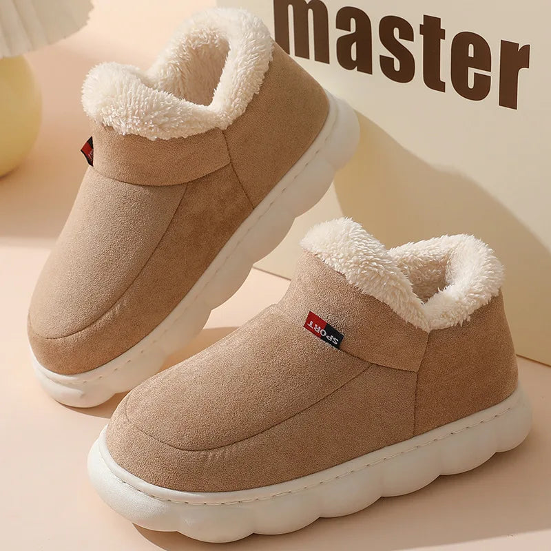Smile PoP Winter Plush Men’s Shoes – Classic Indoor & Outdoor Non-Slip House Slippers for Men & Women, Casual Bedroom Footwear